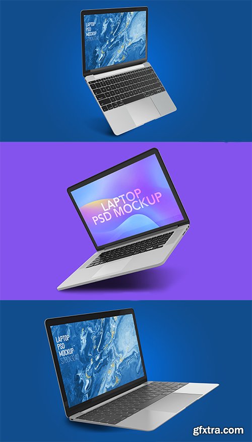 PSD Floating Open Macbook Pro Mockup Pack