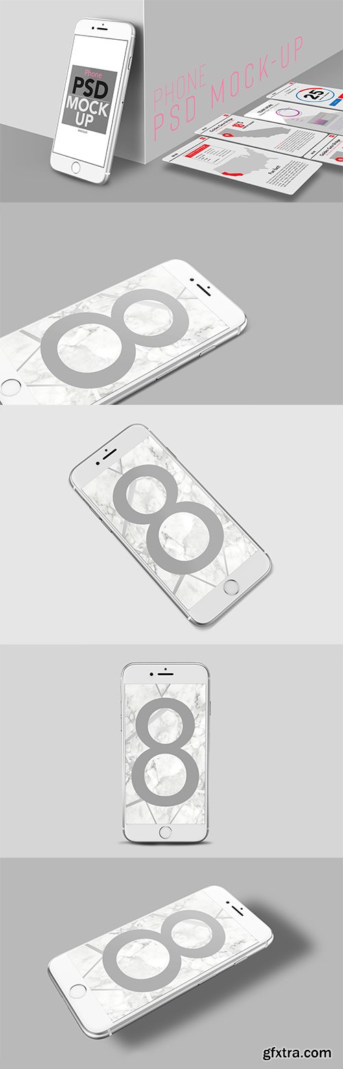 Silver Iphone 8 Mockup PSD Pack