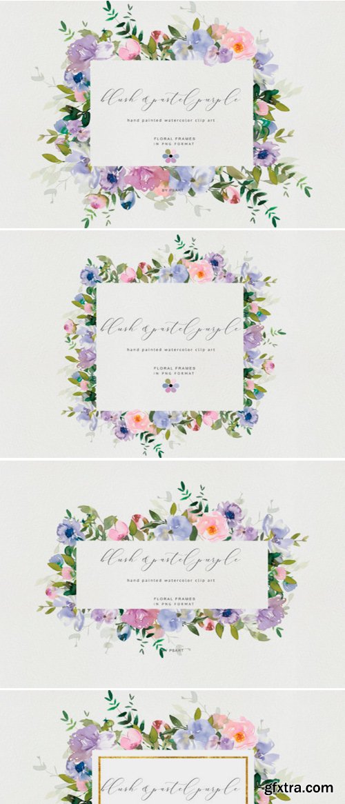 Watercolor Floral Clipart Blush Purple 1743272
