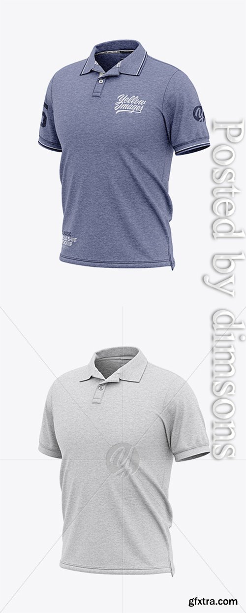 Men's Heather Short Sleeve Polo Shirt - Front Half Side View 34823 Men's Heather Short Sleeve Polo Shirt - Front Half Side View 34823