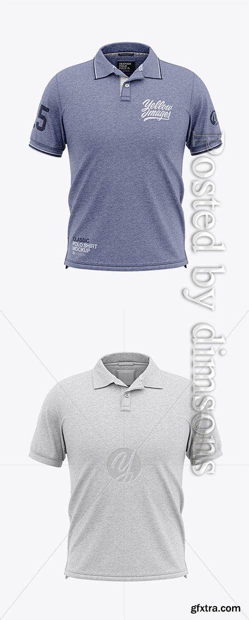 Men's Heather Short Sleeve Polo Shirt - Front View 34719