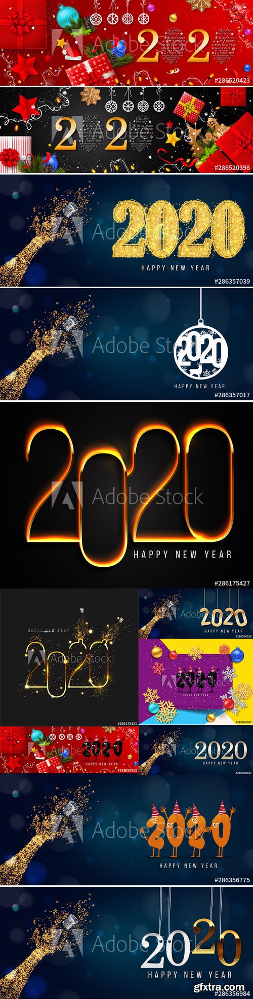 2020 Happy New Year Greeting Card and New Year Background vol.4