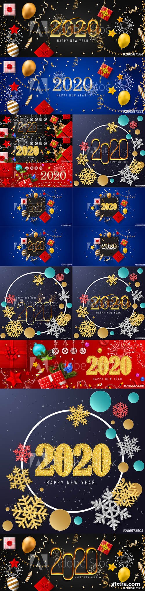 2020 Happy New Year Greeting Card and New Year Background vol.6