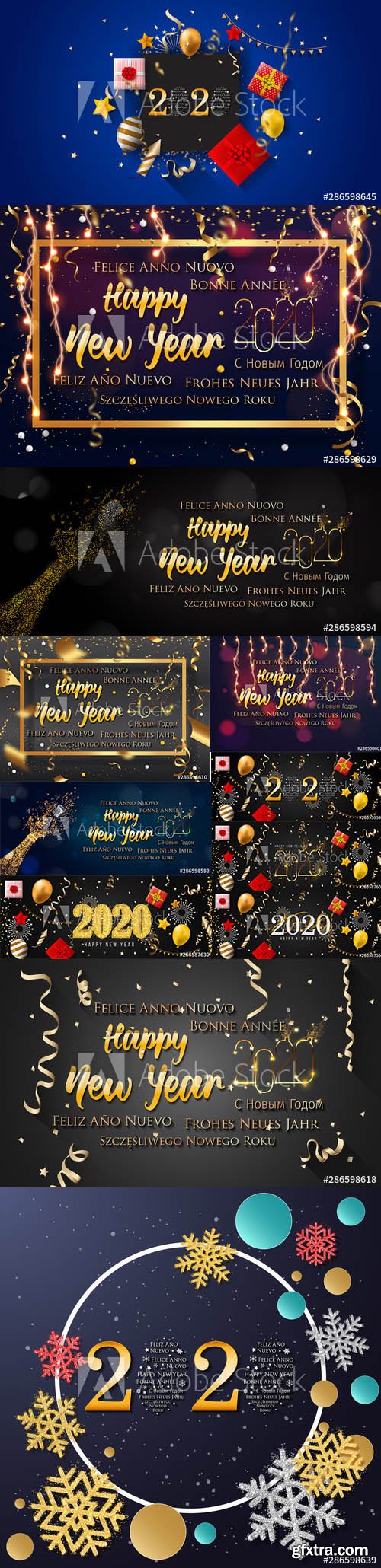2020 Happy New Year Greeting Card and New Year Background vol.5