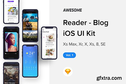 Awesome iOS UI Kit - Reader Blog Vol. 1 (Sketch) Awesome iOS UI Kit - Reader Blog Vol. 1 (Sketch)