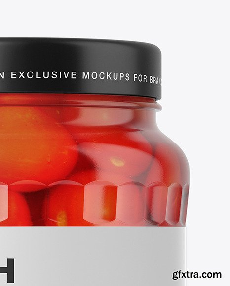 Clear Glass Jar with Tomatoes Mockup 48252