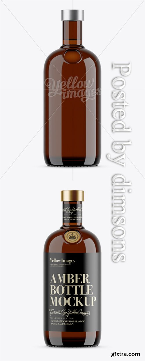 700ml Amber Glass Bottle Mockup 13345