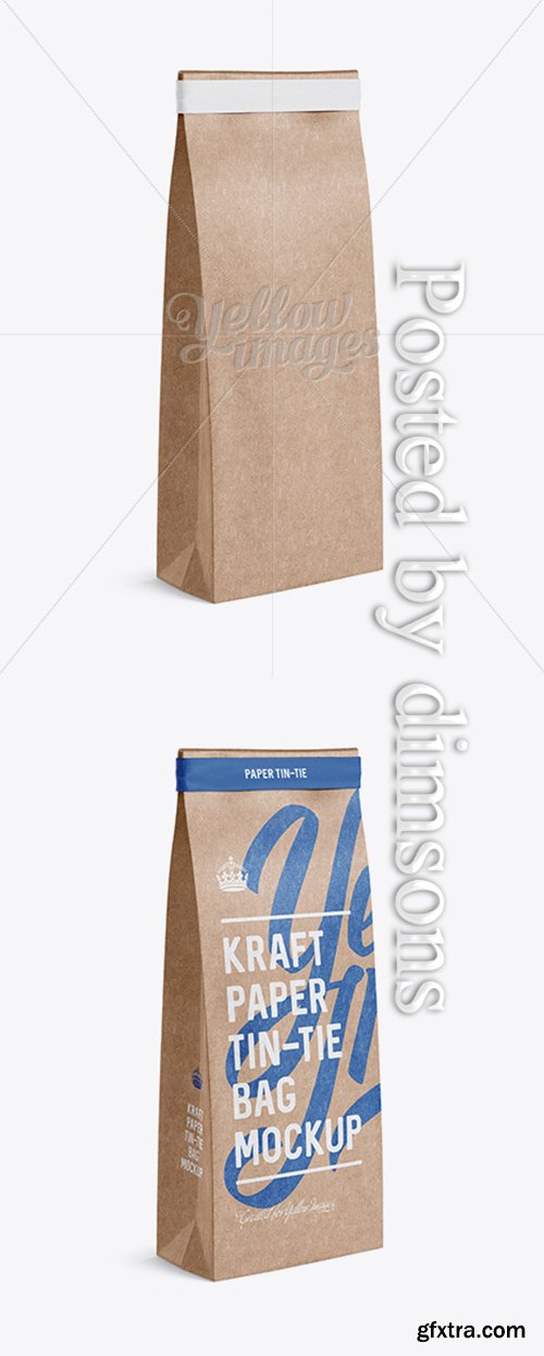 Kraft Paper Bag w/ a Paper Tin-Tie Mockup - Halfside View 13226
