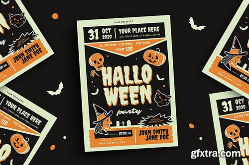 Retro Halloween Party Flyer Retro Halloween Party Flyer