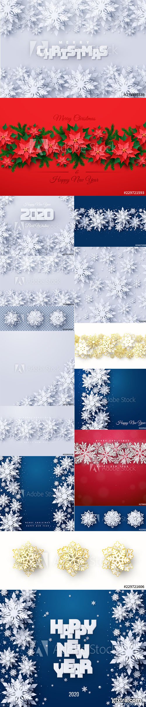 Vector set of New Year 2020 and Christmas Design Backgrounds Vol3