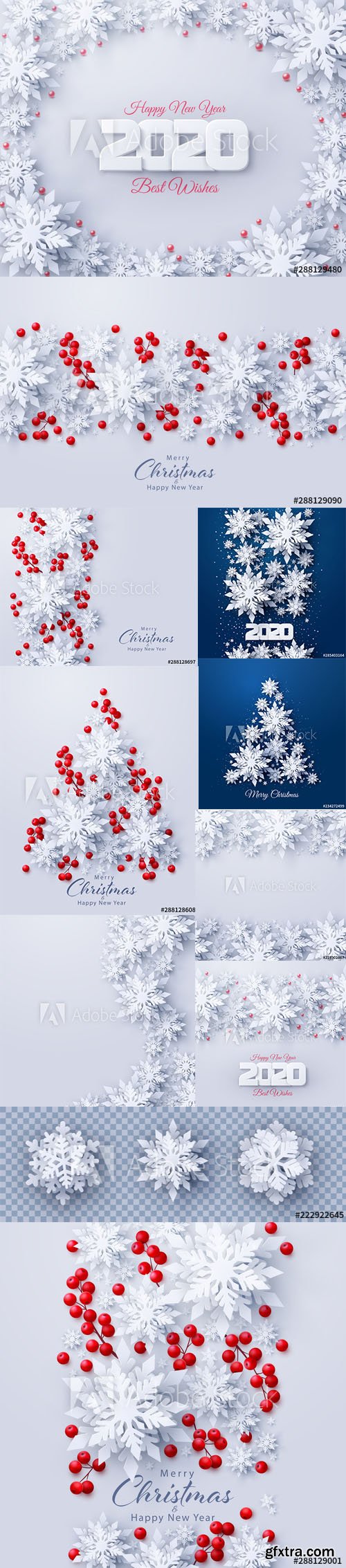 Vector set of New Year 2020 and Christmas Design Backgrounds Vol1