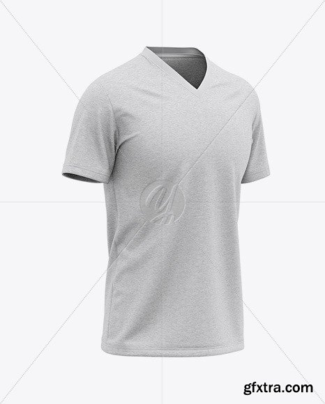 Men’s Heather V-Neck T-Shirt Mockup 48389