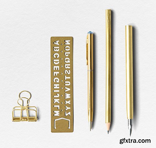 Elegant golden stationery set design