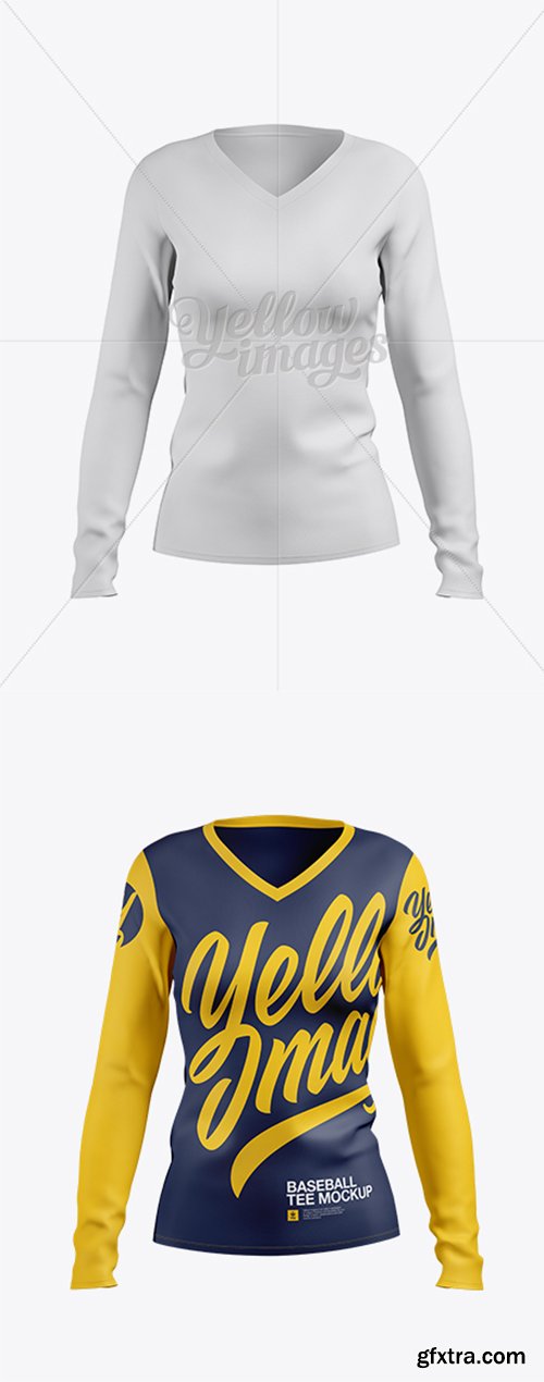 Women’s Baseball T-shirt with Long Sleeves Mockup Front View 18736