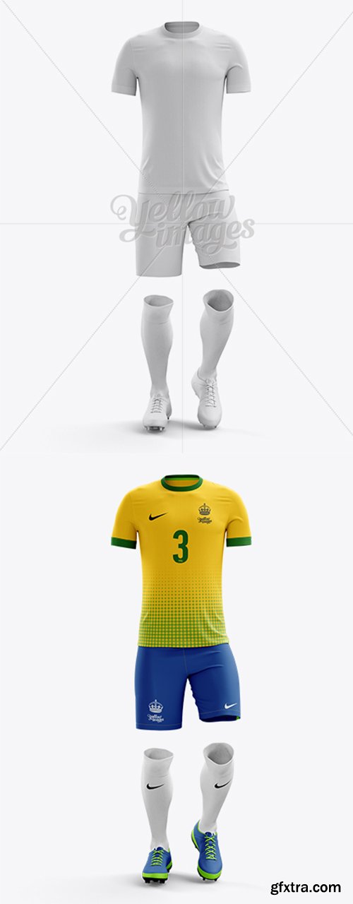 Men’s Full Soccer Kit Mockup Front View 13878 » GFxtra