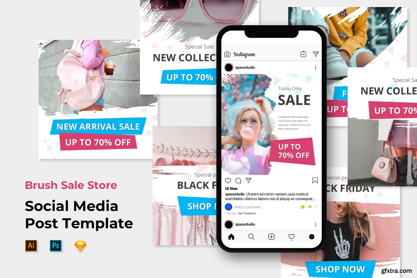 Brush Sale Store Instagram Post/Feed Templates » GFxtra