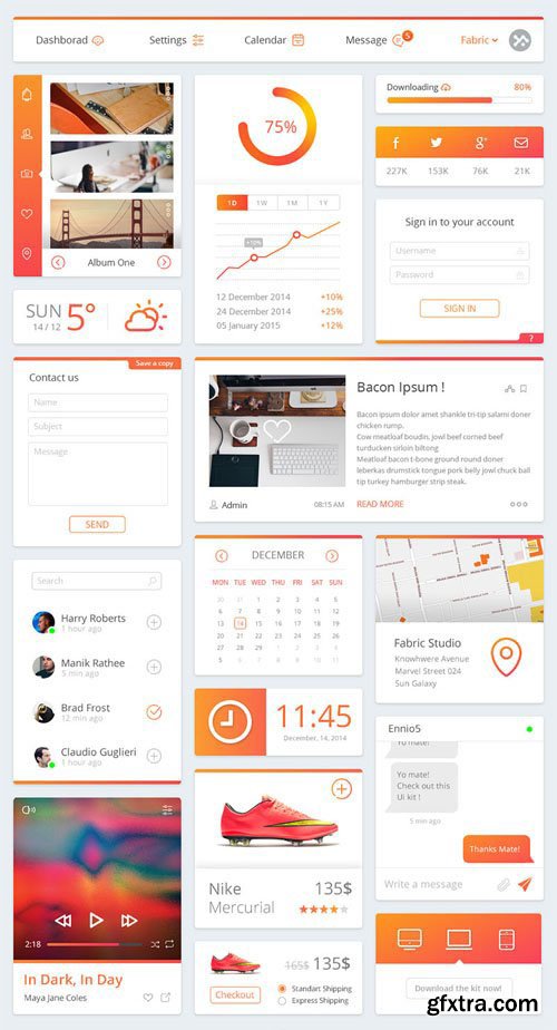 Clean & Modern Dashboard UI Kit in PSD Template Clean & Modern Dashboard UI Kit in PSD Template