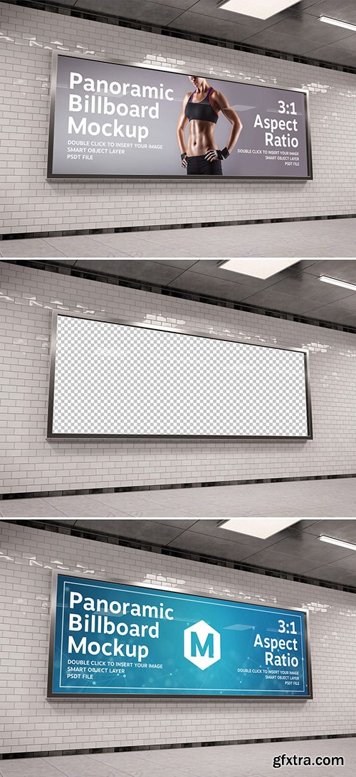 Wide Panoramic Frame in Underground Tunnel Mockup 283964280
