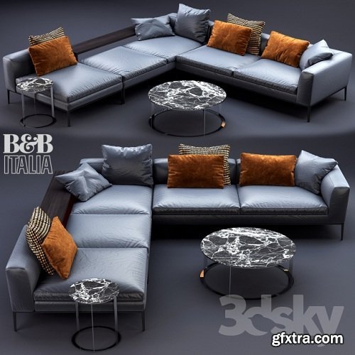 B &B Italia MICHEL Leather Sofa 3d model