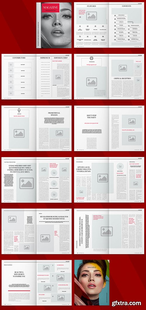 Lifestyle Magazine Layout with Rounded Square Photo Elements 270677684