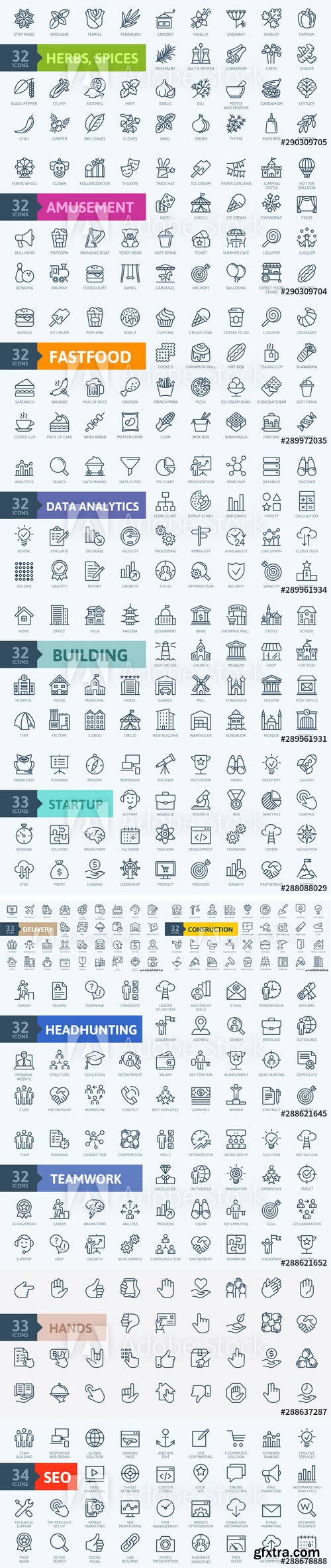 Vector Set - Outline web icons - Thin line web icon collection 2