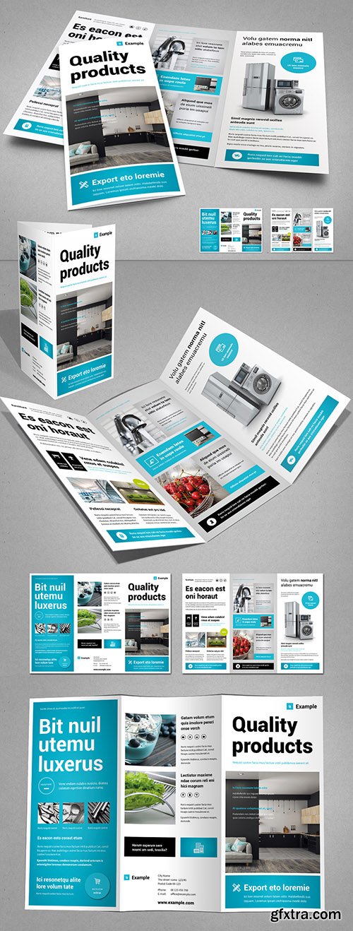 Tri-fold Brochure Layout in White and Cyan 287646155
