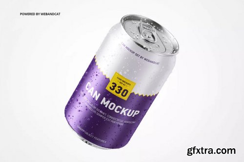 330ml Can Mockup with Water Droplets