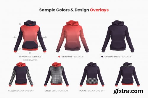 CreativeMarket - Realistic Women Hoodie Mockup 4001397