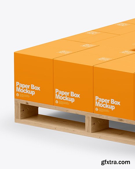 Wooden Pallet with Paper Boxes Mockup 49799