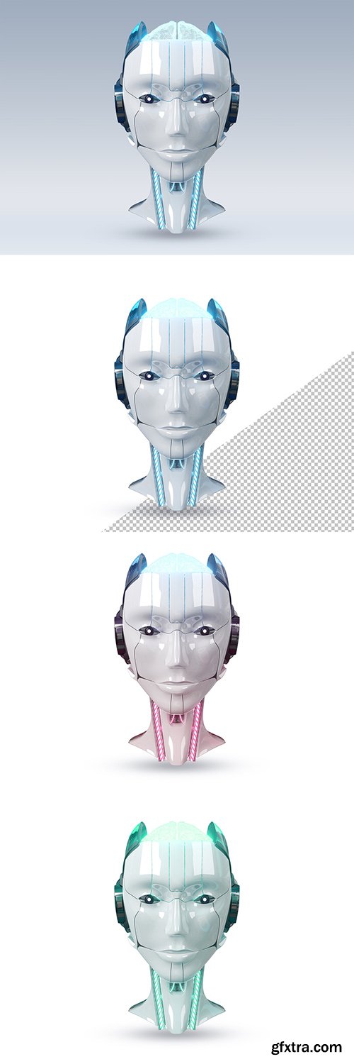 White Robot Head Mockup 279237124