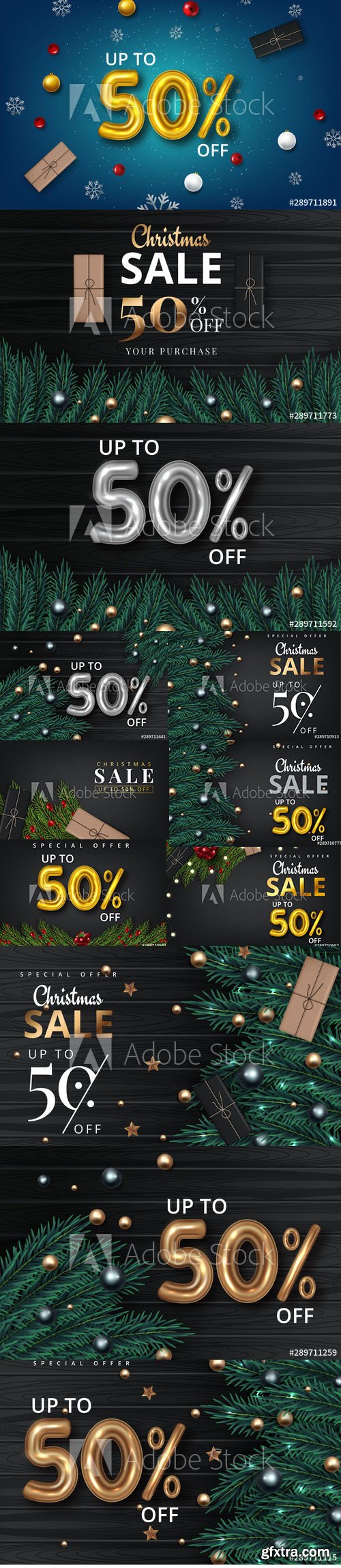 Vector Set - Christmas Sale Promotional Banner for Winter Holiday