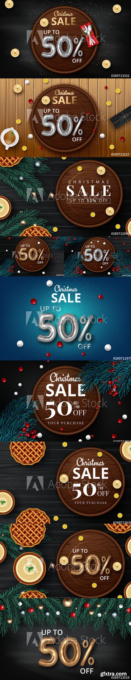 Vector Set - Christmas Sale Promotional Banner for Winter Holiday 2