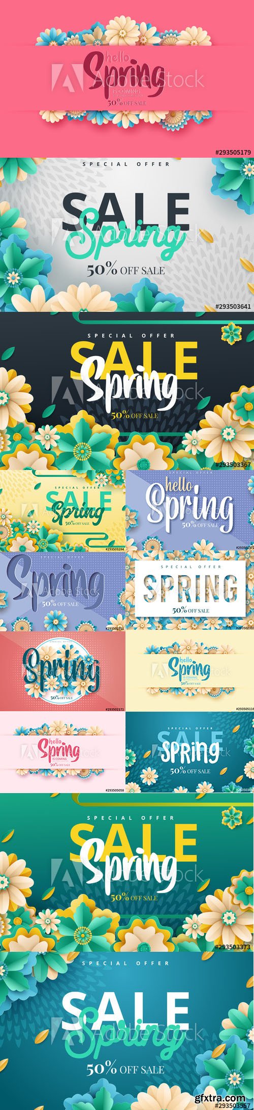 Set of Spring Sale Backgrounds with Flowers vol2
