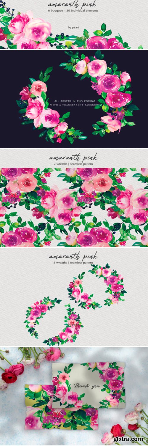 Watercolor Pink Floral Collection 1799373