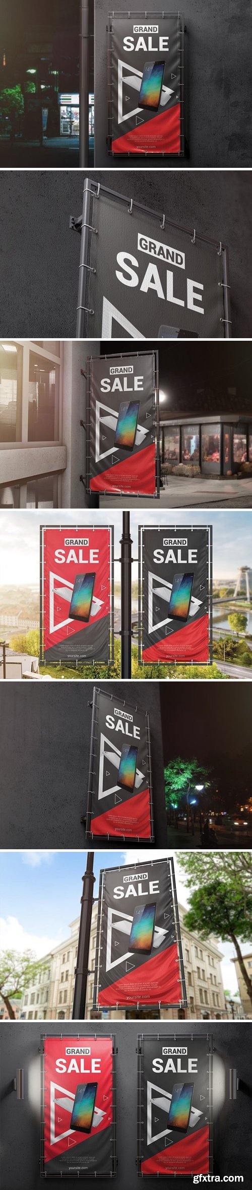 Vertical Outdoor Advertising Banner Mockup