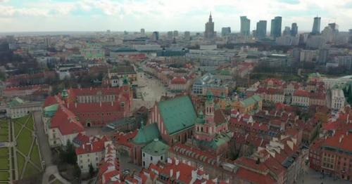 Aerial View of Warsaw Skyline with Old Town - LT7W4RJ