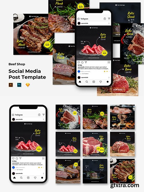 Instagram Post/Feed Template - Beef Shop Instagram Post/Feed Template - Beef Shop
