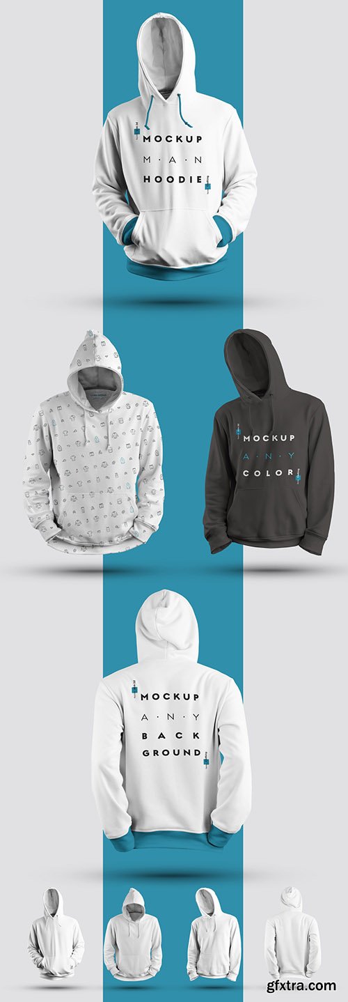 Hooded Sweatshirt Mockup Set with a Raised Hood 294888546 