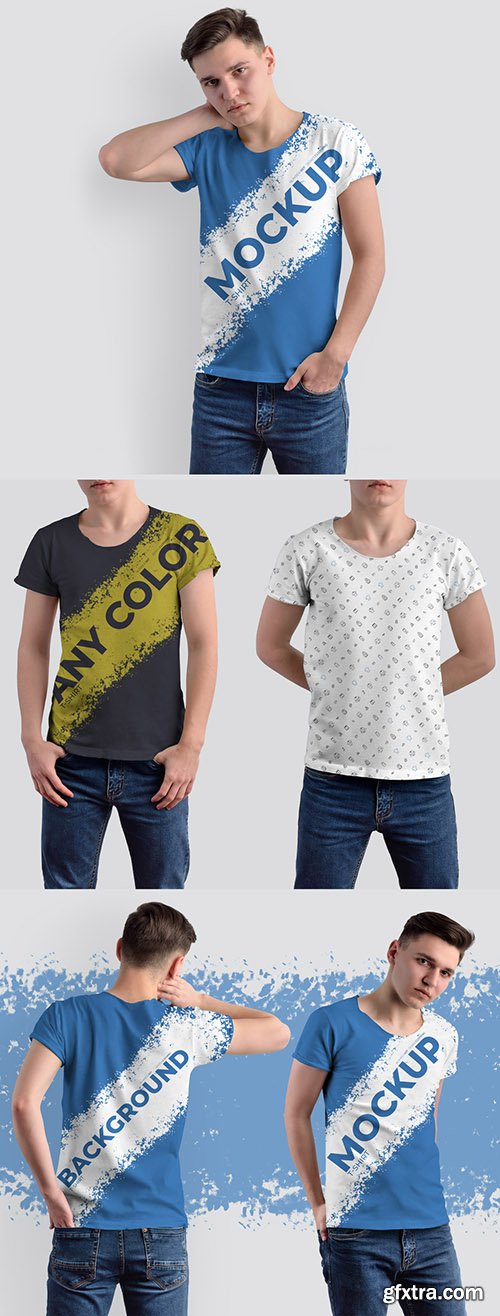 Round Neck T-Shirt Mockup Set 294889132 Round Neck T-Shirt Mockup Set 294889132