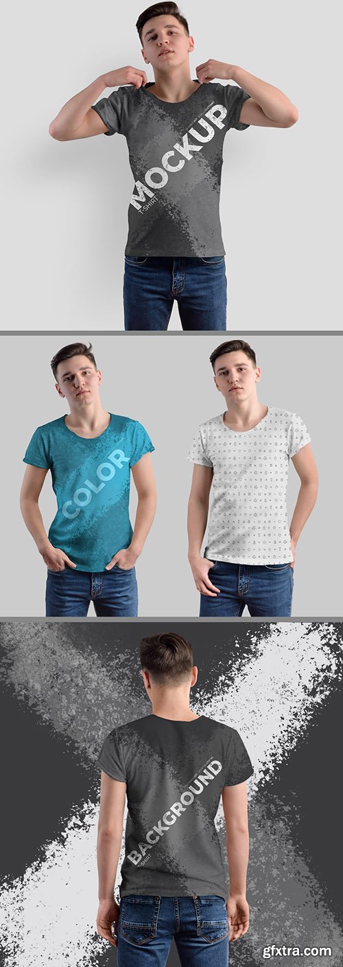 Round Neck T-Shirt Mockup Set 294888533 Round Neck T-Shirt Mockup Set 294888533