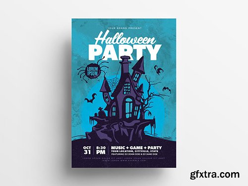 Halloween Party Illustrative Flyer Layout 295362522