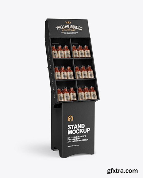 Stand with Salsa Sauce Bottles Mockup 50067