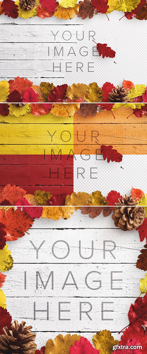 Autumn Leaves on Wood Surface Mockup 289174391 Autumn Leaves on Wood Surface Mockup 289174391