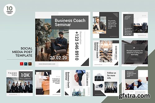 Business Coach Seminar Social Media Kit PSD & AI Business Coach Seminar Social Media Kit PSD & AI