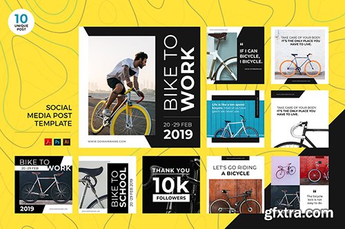 Bike To Work Social Media Kit PSD & AI Template
