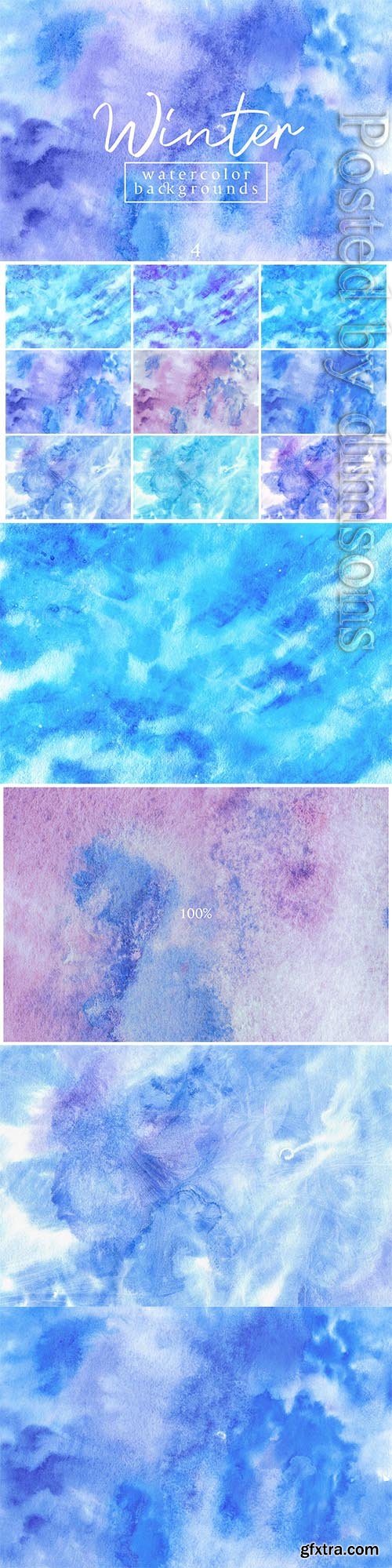 Winter Waterolor Backgrounds 4 Winter Waterolor Backgrounds 4