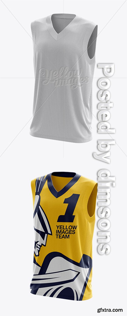 Mens V-Neck Tank Top Mockup - Front 3/4 View 10994