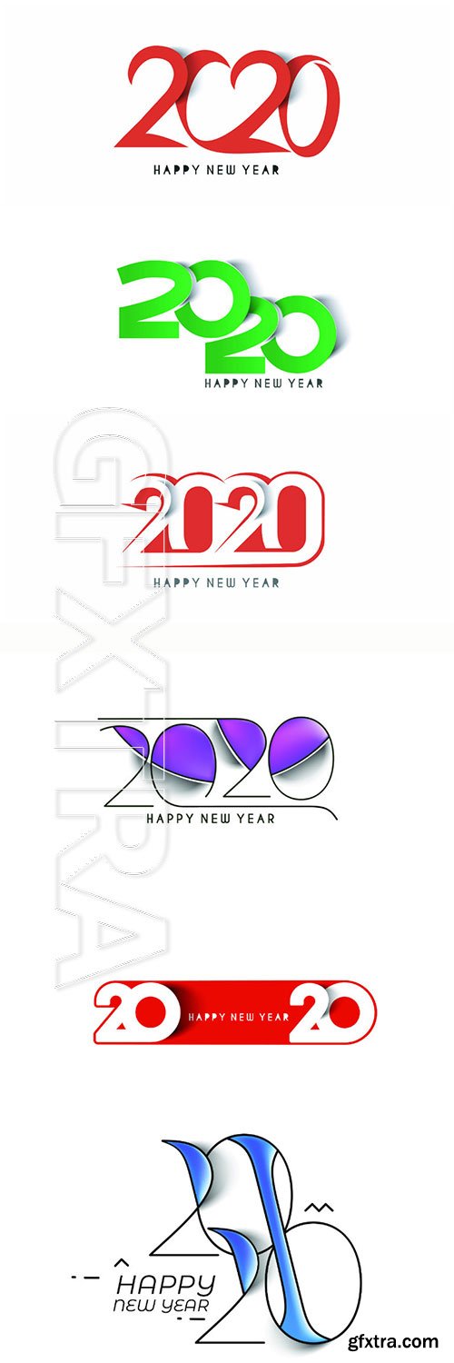 Happy New Year 2020 text design patter, vector illustration