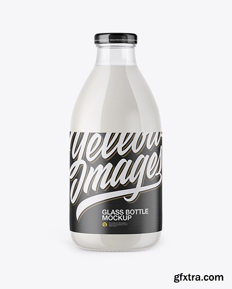 Clear Glass Milk Bottle Mockup 50141