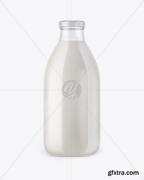 Clear Glass Milk Bottle Mockup 50141